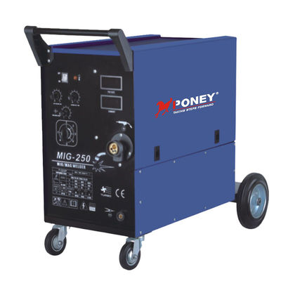 Tampilan digital aluminium coiled arc transformer mesin las mig dengan roda bergerak mig250